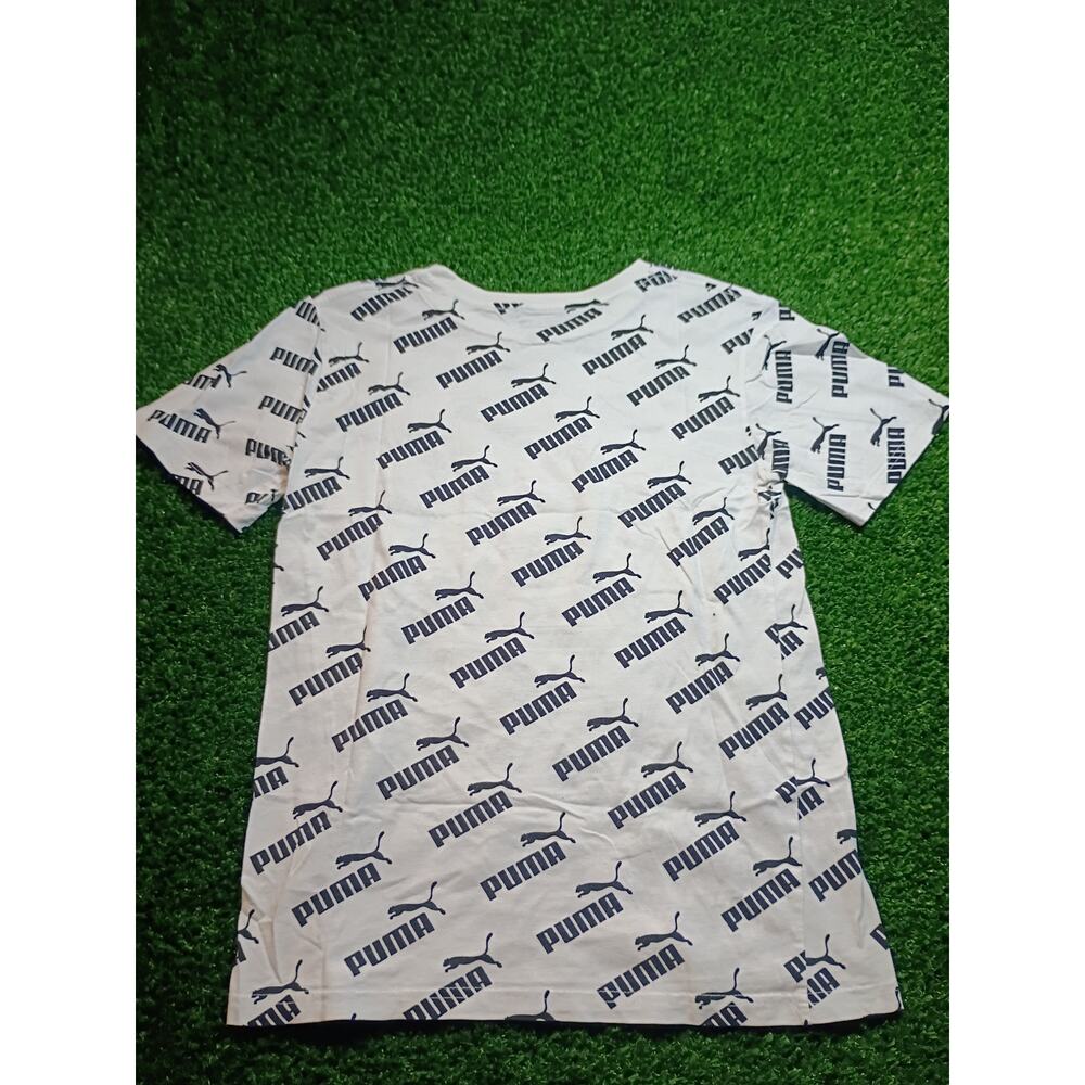 Puma Amplified AOP Youth T-Shirt - White & Black Logo Design LG - Picture 6 of 7